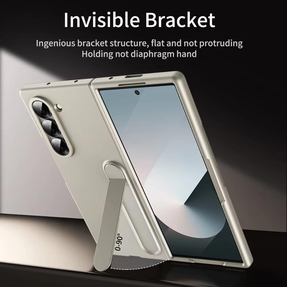 Alloy Metal Lens Protect Phone Case for Samsung Galaxy Z Fold 7 6 5 4 3 Ultra-thin Skin Feel Kickstand Shockproof Cover