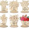 DIY Wooden Flower Ornament Funny Creative Flower Painting Crafts Decoration Wooden Rose Tulip Chips Gifts Supplies