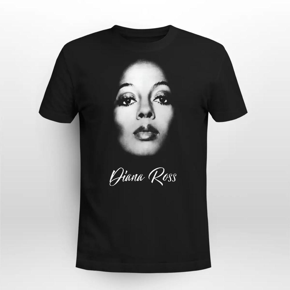 Diana Ross Face T-shirt Black Short Sleeve All Sizes S to 5XL