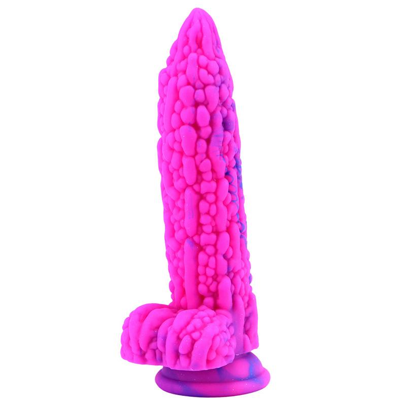 Sexy Bitter Gourd Stick Color Fake Penis Silicone Simulation Penis Masturbation Device for Men and Women Anal Expansion Anus Deep Sucker Anal Plug