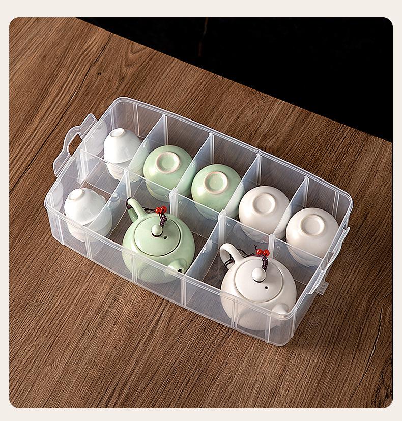 Stackable Multi-Layer Tea Set Storage Box with Handle - Dustproof and Portable for Cups and Coffee Table