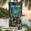 Dinosaur Theme Beach Towel Personalized Custom Name & Text Soft Quick Dry Beach Towel for Swimming Travel