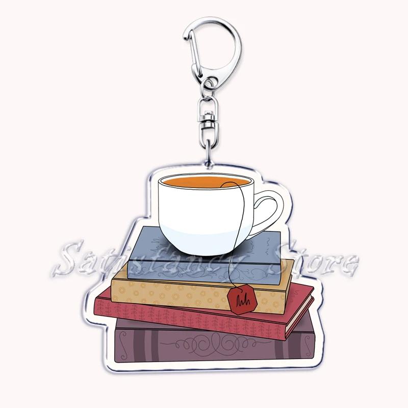 Pastel I Heart Flowery Books Keychains Ring for Accessories Bag Pendant Key Chain Keyring Jewelry Fans Lovers Gifts
