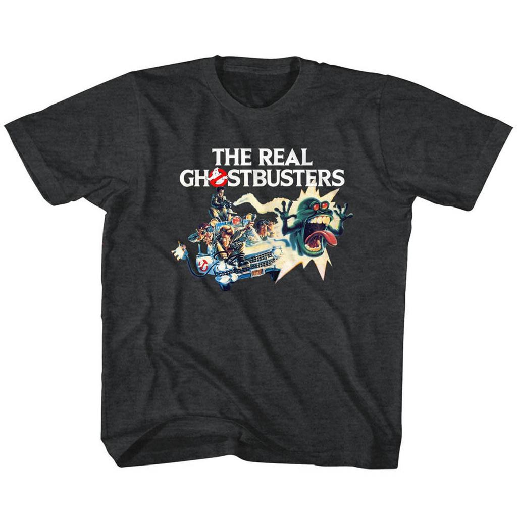 The Real Ghostbusters Car Chase Black Heather Children's T-Shirt