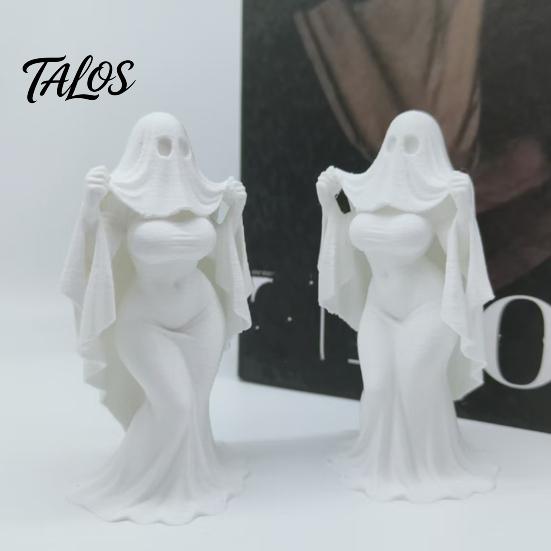 3D Printed Halloween Ghost Bride Statue Ornament, Female Figure Sculpture with Stable Base, Decorative Minimalist Spooky Figurine for Modern Home