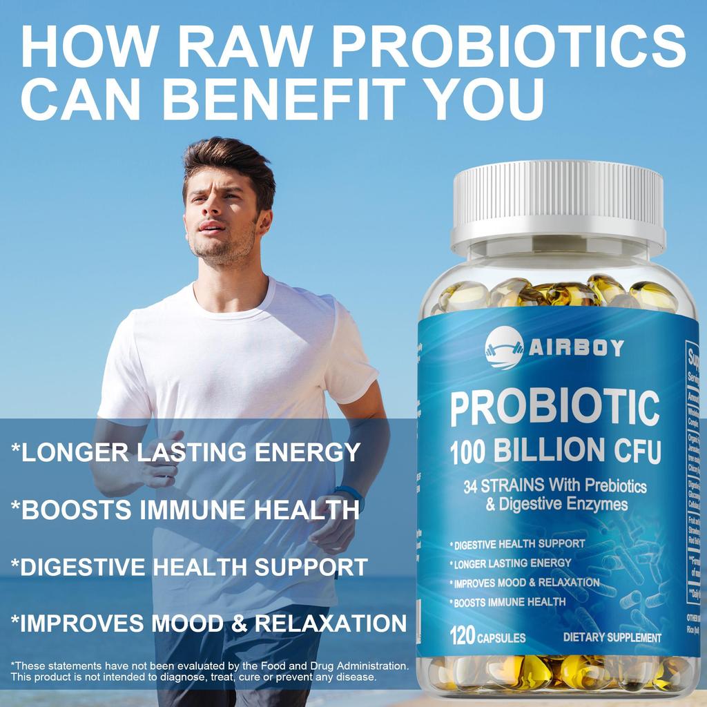 120pcs Prebiotic 100 Billion CFU - Digestive Enzyme-Gas & Bloating Relief,Immune