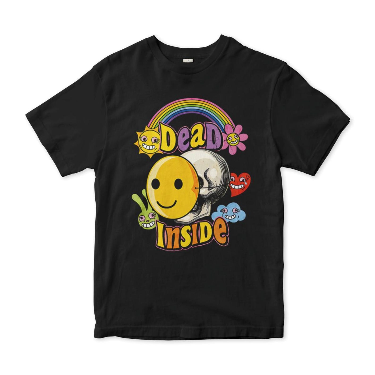 Dead Inside Funny Smiley Face Skull T-Shirt, Men s and Women s Sizes (DSN-17832) 2XL