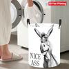 Collapsible Laundry Basket Large Round Waterproof Fabric Hamper Dirty Clothes Storage Bin Toy Organizer with Handles