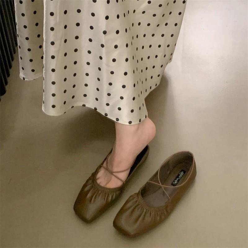 Fashion SUOJIALUN 2025 Autumn New Women Flat Shoes Fashion Pleated Shallow Slip On Ladies Elegant Mary Jane Shoes Dress Single Shoes
