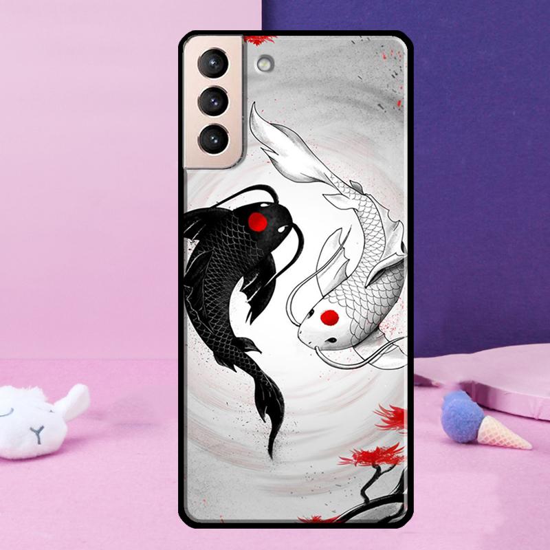 Koi Fish Yin Yang Art Phone Case For Samsung Galaxy S24 Ultra S25 Ultra S9 S10 S20 S21 S22 Plus S23 S24 FE Cover