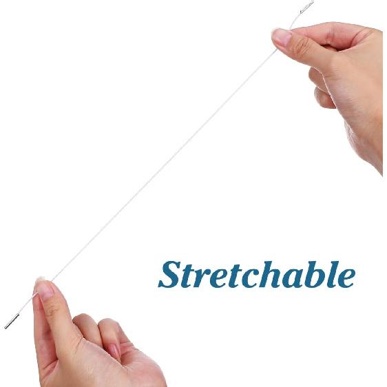 Garneck 100pcs White Elastic Ropes with Metal Hooks Barbed Cords Loop Round String with Metal Barbs Ropes for Party Cosplay Mask DIY Hat