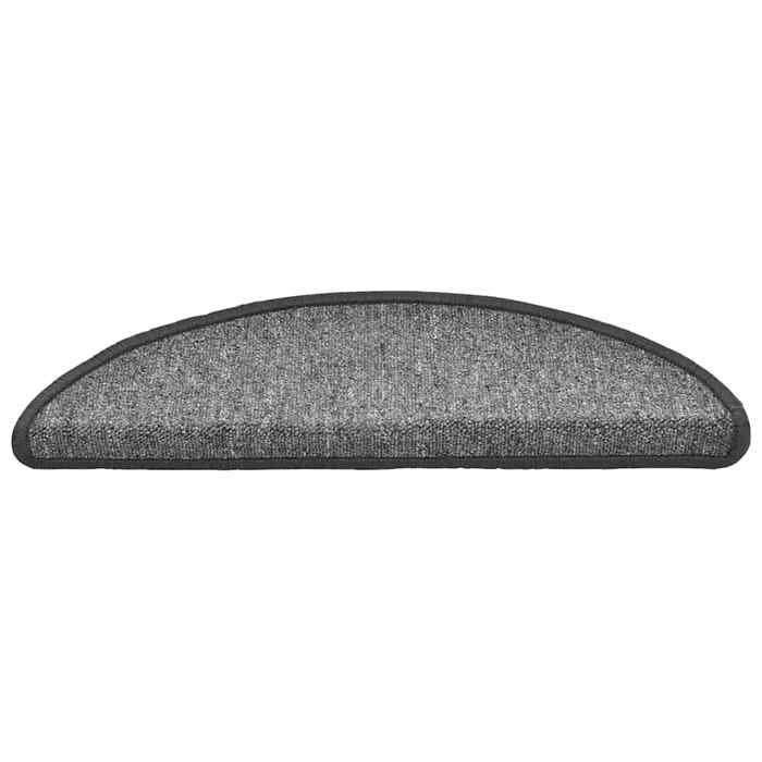 VidaXL Tapis d'escalier 30 pièces 56 x 17 x 3 cm Gris foncé Demi-rond 3365734