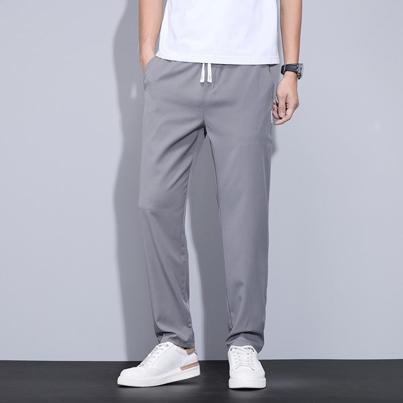 

Ice Silk Thin Casual Pants Men s Summer Drawstring Straight Trendy Versatile Quick-drying Casual Sports Pants Men 38 сірий колір