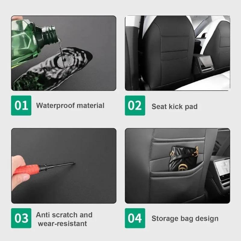 Seat Anti Kick Pad for Tesla Model 3 Highland Model Y Juniper Ultra Fiber Leather Rear Backrest Protective Pad Car Accessories
