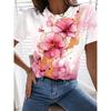 Fashion Women's Crew Neck T-Shirt Crew Neck Short Sleeve 3D Color Printing