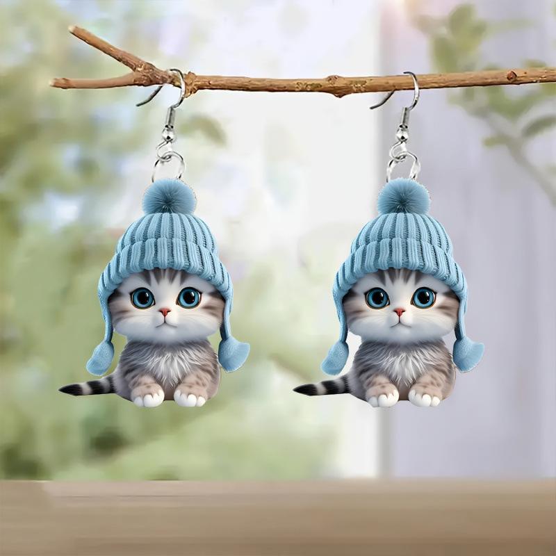Acryl 2D Flache Ohrringe Cartoon Stil Tierdesign Anhängerohrringe Persönlichkeitszubehör Für Frauen