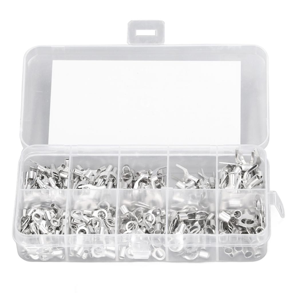 320Pcs Ring Terminal Fork Connector Kit Non Insulated Wire Lugs Battery Cable Terminals Electric Cop