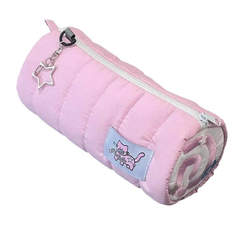 Portable Pink Pen Bag Soft Touch Large Capacity Pen Box Storage Bag School Office