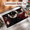 Rose Floral Theme Soft Crystal Velvet Rug Custom Name & Text Print Non Slip Floor Rug for Bedroom Living Room