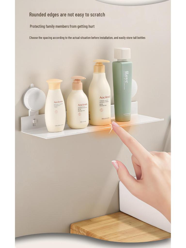 Creamy White Aluminum Bathroom Mirror & Vanity Storage Rack