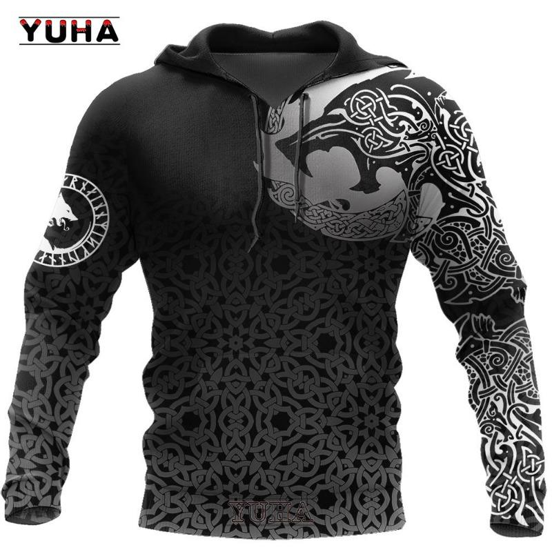 Men's Sweatshirts 3D Print Vikings Classic Wolf Men's Hoodies Jacket Spring Autumn Fashion Pullovers Hip Hop Punk Oversized Clo