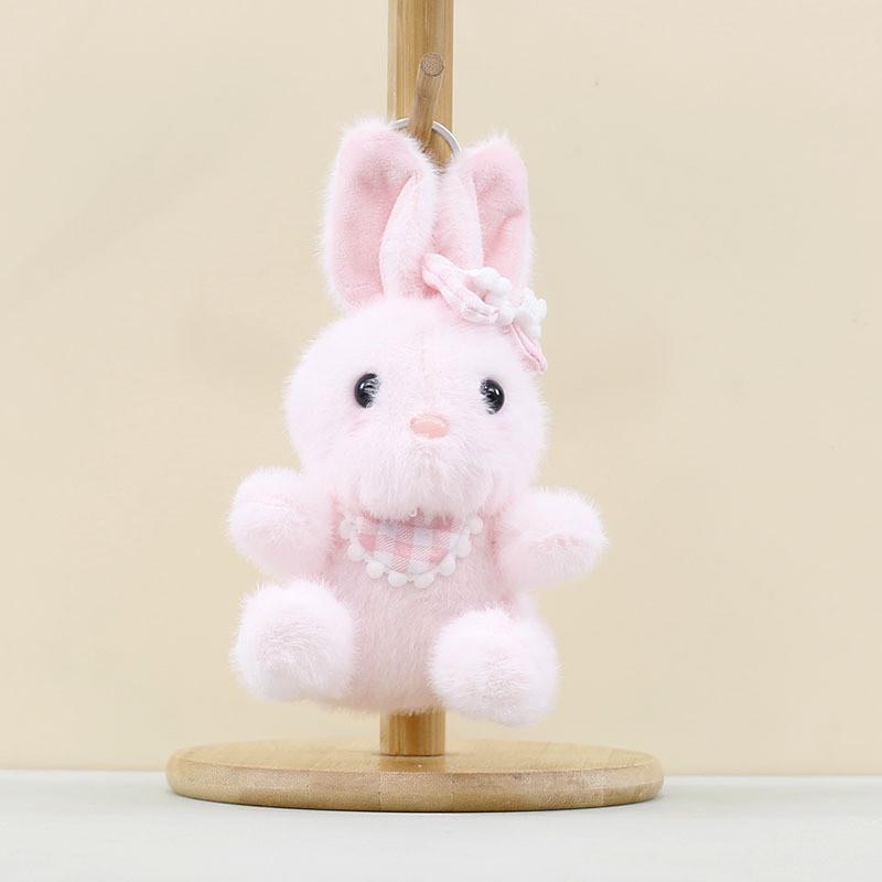 Rabbit Bow Wearing Plush Pendant Cartoon Toy Doll Bag Keychain Pp Cotton Filling