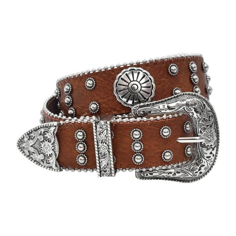 Punk Style Women's Belt Metal Decoration Soft PU Leather Strap Adjustable Sizing 4 Color Option for Casual Party Wear
