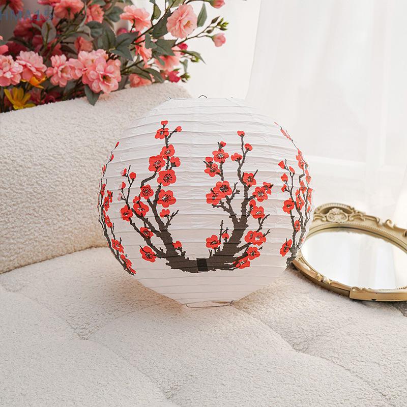 30/35cm Plum Blossom Round Paper Lantern Lamp Shade Chinese Antique Paper Lantern New Year Paper Lampshade Home Decor