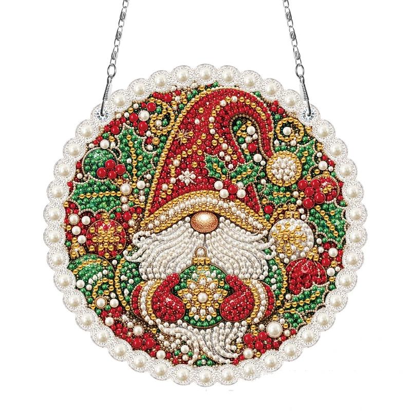 Acrylic Rhinestone Pendant Christmas Craft Set Single Sided Drill Hanging Decor Kit Diy Festival Gifts