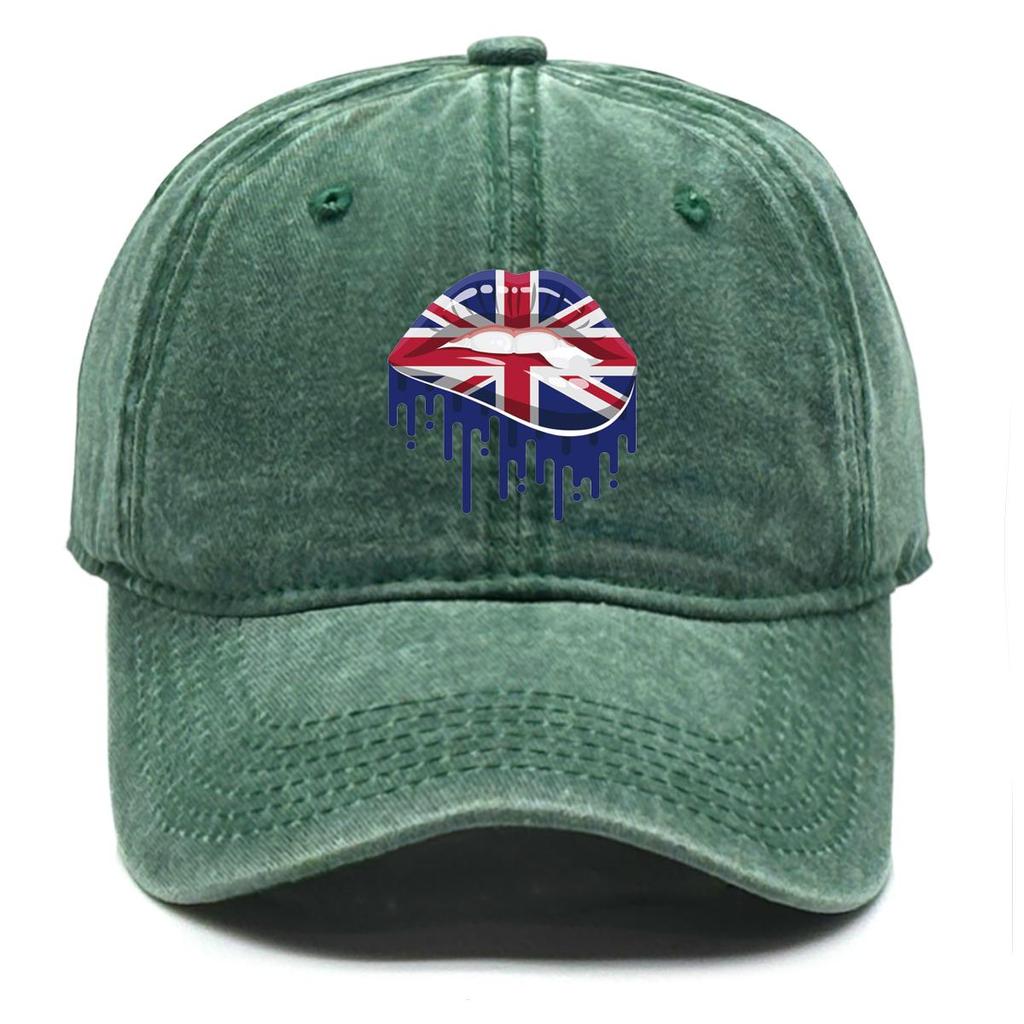 UK Flag Lippenabdruck Snapback Sonnenhut, Patriotische Papa-Kappe Lässig Unisex Sonnenschutz Gemütlich Verstellbare Baseballkappe
