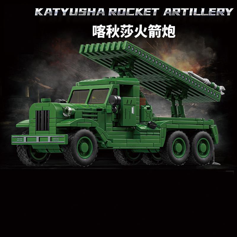 BM-13 Rocket Artillery Soviet WW2 Military Building Blocks Germany OPEL Blitz Truck Model Bricks Army Weapon Boys For Gifts Toys