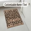 Leopard Print Theme Soft Crystal Velvet Rug Custom Name & Text Print Non Slip Floor Rug for Bedroom Living Room