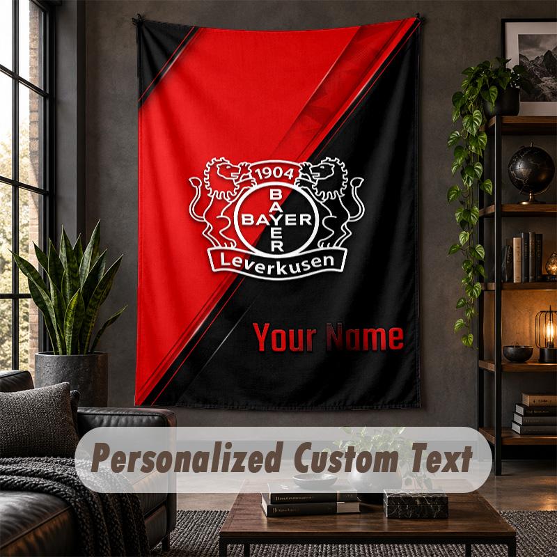 Personalized Wall Tapestry,Bayer Leverkusen Football Custom Text, Soft Fabric Wall Art For Indoor Decoration