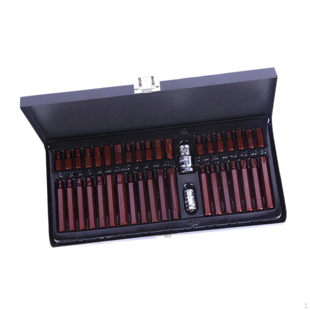 40 Pieces Hex Socket Bit Tool Set with Case for Automotive Heavy Duty 1/2inch 3/8inch Drive Alloy