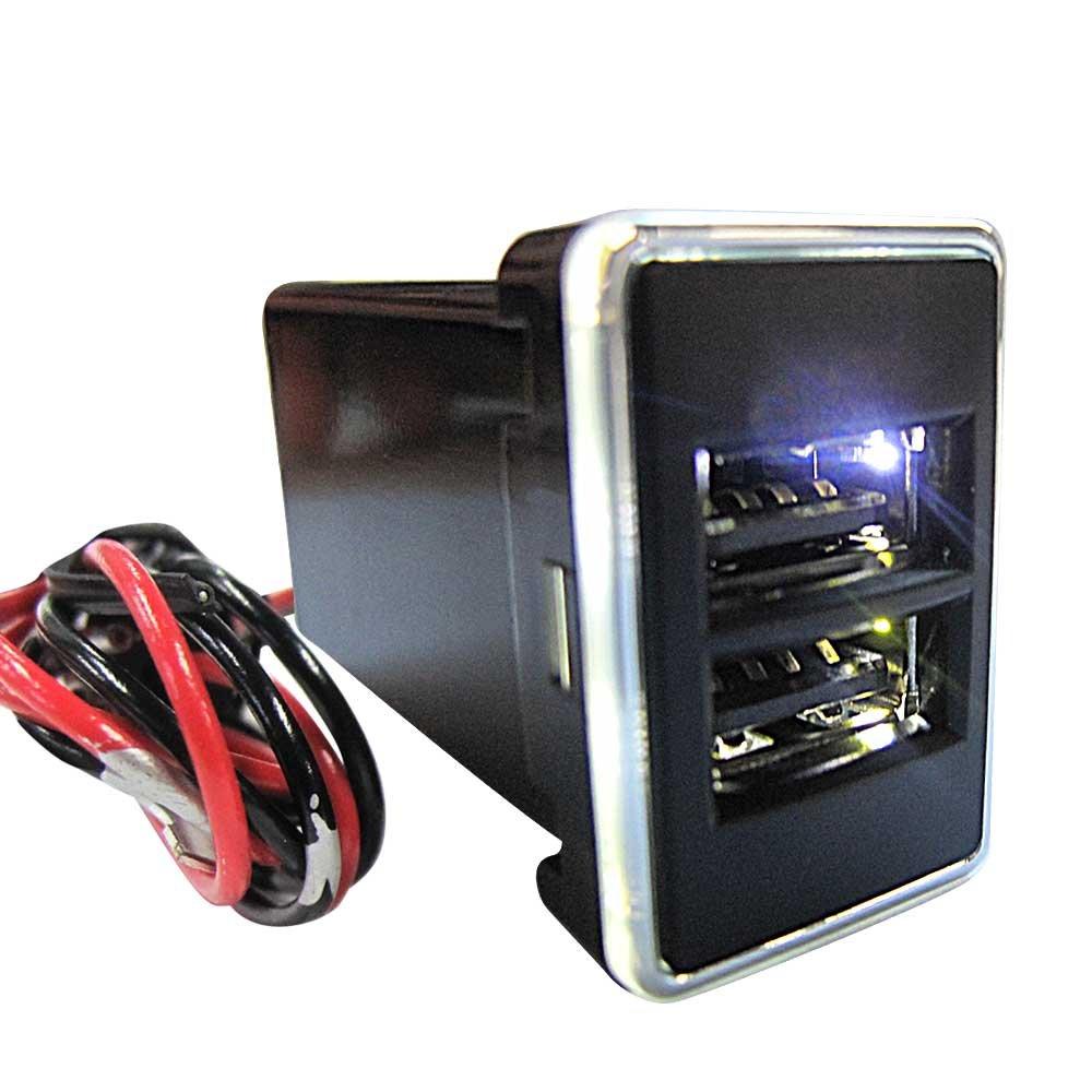 White USB Charging Port Expansion Kit USB for Toyota A LED-illuminated (2 Ports) (Aftermarket Part) ac449-W