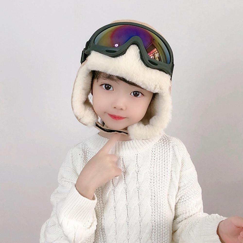 Goggles Ear Protection Hats Warm Plush Pilot Hat Fashion Ski Cap with Glasses  Outdoor