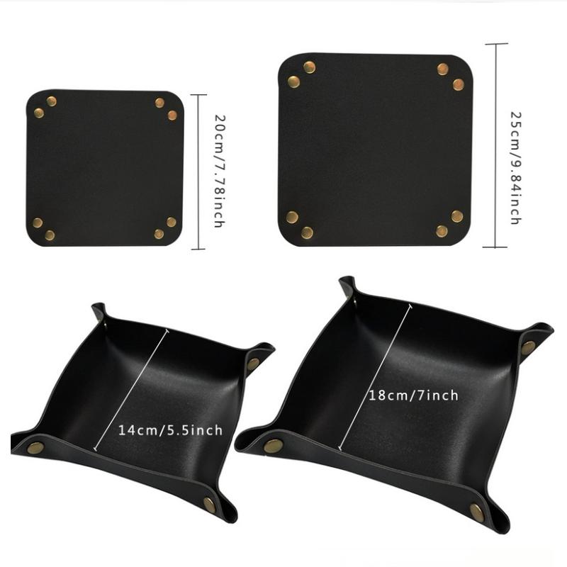 Tray Leather Nightstand Jewelry Tray Desktop Holder Box Leather Snap Tray Sundries Box for Dice Phone Sunglasses Catch All Trays