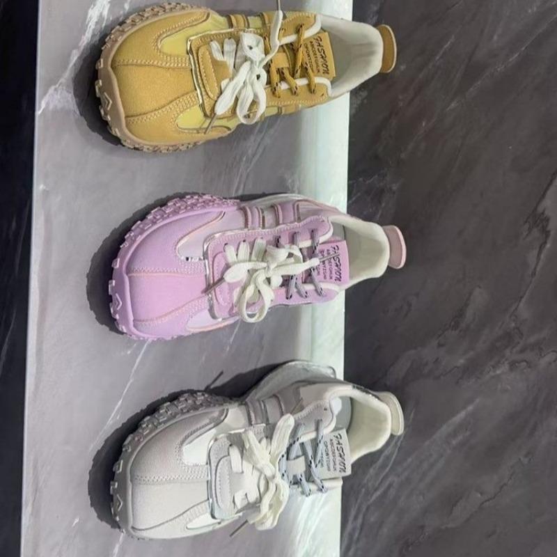 Fashion 2025 New Hot Sale Women's Vulcanized Sneakers Mixed Color Lace Up Breathable Outdoor Sports Comfortable & Versatile Casual Shoes