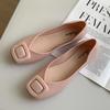Fashion Women's Summer New PVC Solid Color Square Button Sandals Fashion Shallow Mouth  Casual Flat Women's Single Shoes