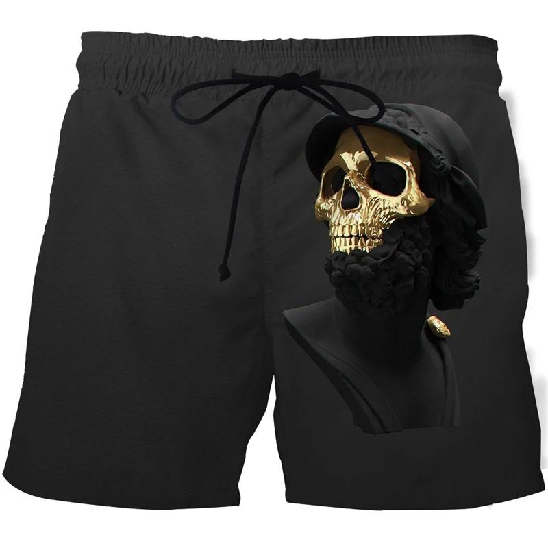 Dark Skull Ghost Horror Skeleton Boxing Shorts Pants 3D Print Fighting Training Unisex Men Women Quick Dry Fitness Gym Sport Workout Casual Streetwear