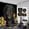 4Pcs Shower Curtain Set with Non-Slip Bath Mat, Toilet Lid Cover, Contour Rug & 12 Hooks, Bathroom