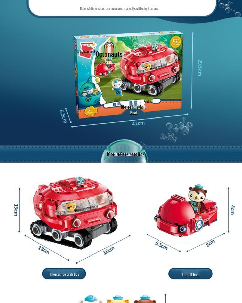 Enlighten Octonauts Interlocking Blocks: Tiger Shark, Sailfish Submarine, Octopus Fort, Water Bear, Horseshoe Crab