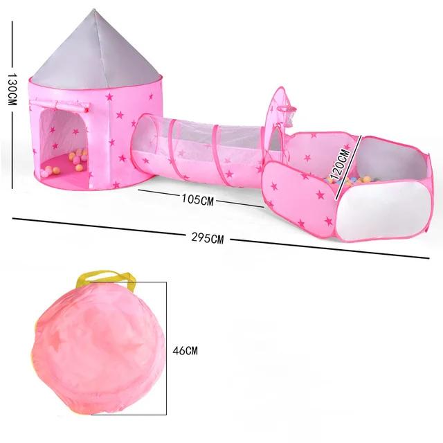 3 in 1 Portable Rocket Children's Tent Toys Camping Tent Kids Ball Pool for Children Play House Crawling Tunnel Pop-up Tent
