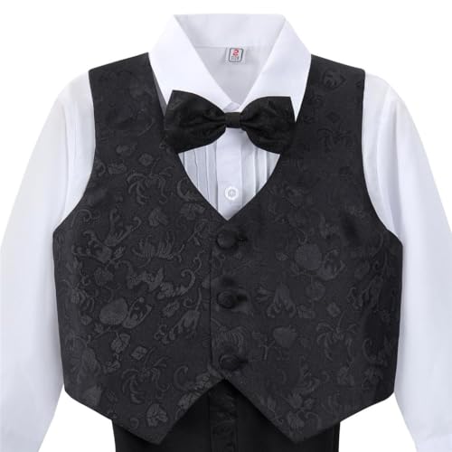 Dressy Daisy Baby Boys' Classic Fit Tuxedo Suit, 5-Piece Set, Formal Wear with Vest, Wedding Outfit, Sizes 18-24 Months, Black