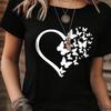 Women's Heart & Butterfly Print T-Shirt Graphic Tees Women Tops