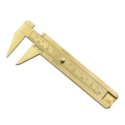 Handy Sliding Gauge Brass Vernier Caliper Ruler Measuring Tool Double Scales Mm/inch Mini Brass Pocket Ruler 80mm