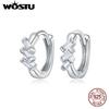 WOSTU 925 Sterling Silver Hypoallergenic Earrings Simple Geometric Triangle Cubic Zirconia Women Ear Buckles