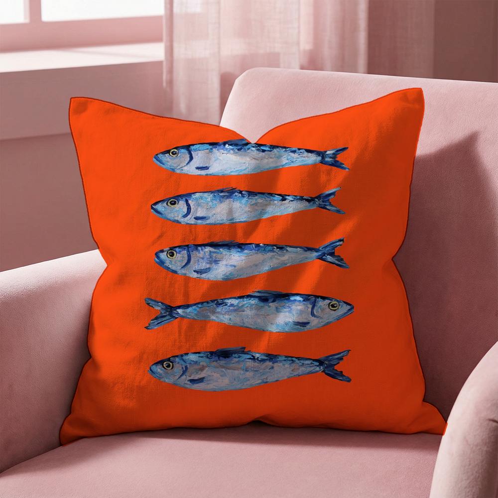 

Sardines Art Cushion Cover Multi-Scene Pillow Cover for Home & Car - Reversible, Soft & Durable for Daily Use 30cmx30cm