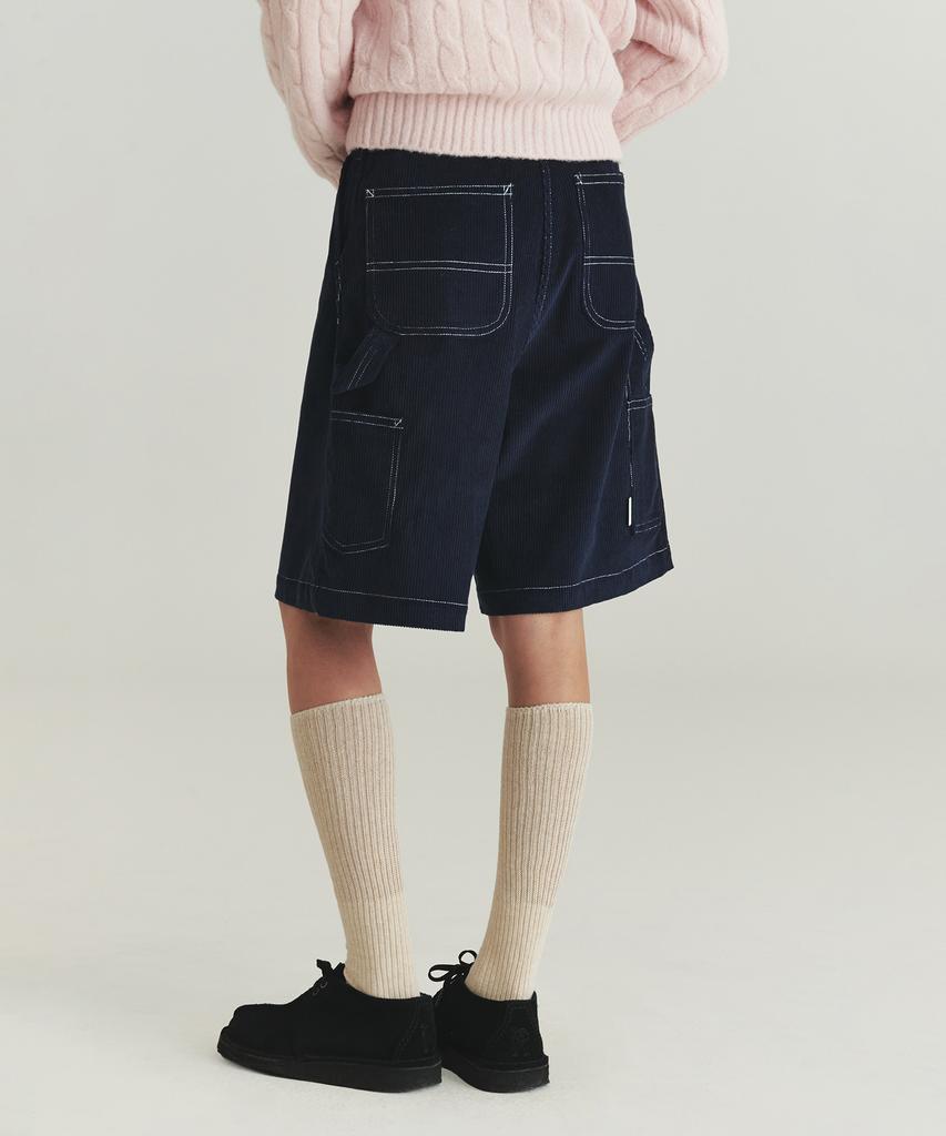 Leuba Corduroy Carpenter Half Pants - Navy