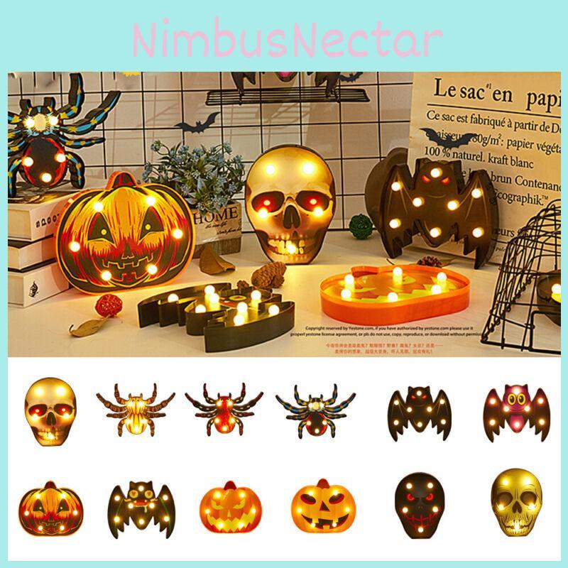 Festive Halloween Led Lights Lantern With Safe Low Voltage Bat Skull Pumpkin And Spider Patterns